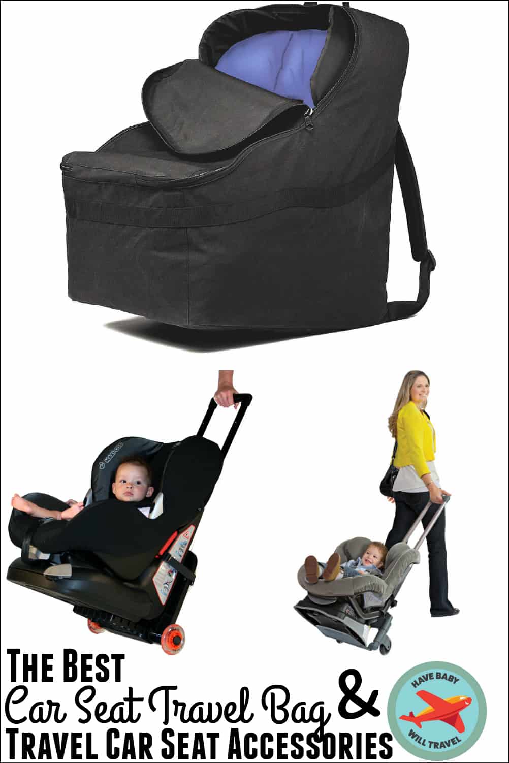 Easy to Carry Car Seat Carrier for Airport Car Seat Bag with E-Book Infant Car Seat Travel Bag Padded Straps Ideal Gate Check Bag Carseat Travel Bag for Airplane Pouch and Backpack 