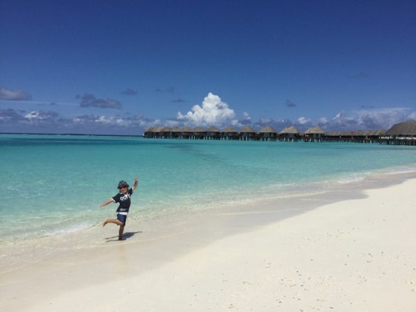 The beach is your backyard when exploring Maldives with kids