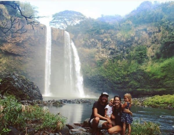 Hike down to Wailua Falls while camping in Hawaii with kids